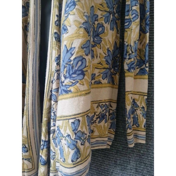 Anthropologie Guinevere Pointed Tapestry Lightweight Linen Waterfall Cardigan M - Picture 4 of 10